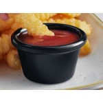 Acopa 1.5 oz. Black Smooth Melamine Ramekin - 12/Case