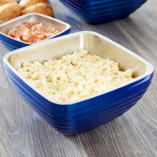 Vollrath 4763425 Double Wall Square Beehive 3.2 Qt. Serving Bowl - Cobalt Blue