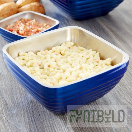 Vollrath 4763425 Double Wall Square Beehive 3.2 Qt. Serving Bowl - Cobalt Blue
