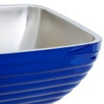 Vollrath 4763425 Double Wall Square Beehive 3.2 Qt. Serving Bowl - Cobalt Blue