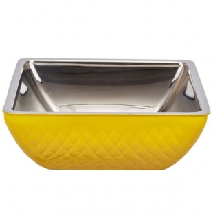 Bon Chef Diamond Collection Cold Wave 4 Qt. Yellow Triple Wall Square Bowl Bon Chef Diamond Collection Cold Wave 4 Qt. Yellow Triple Wall Square Bowl