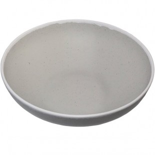 GET B-350-DVG Pottery Market 10 Qt. Glazed Gray Melamine Bowl with White Trim - 3/Case