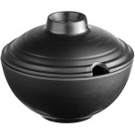 GET B-200-BK Nara 20 oz. Black Matte Round Melamine Bowl with Lid - 12/Case