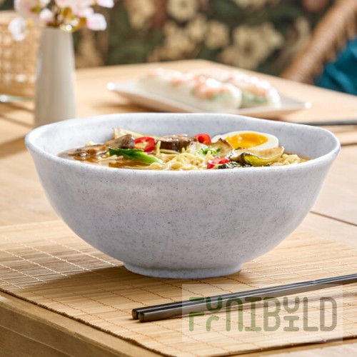 Acopa Cavern 48 oz. Light Gray Round Melamine Bowl - 12/Case