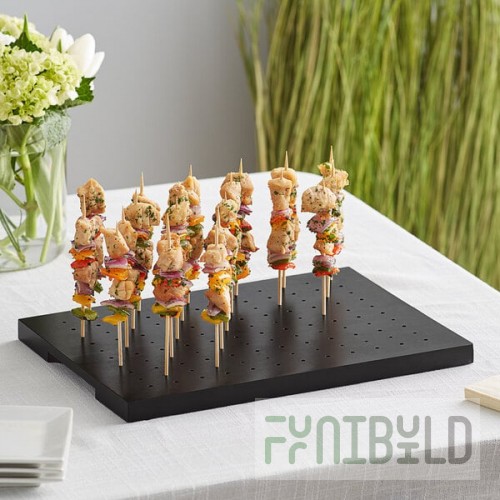 Acopa Mesa 120 Hole Black Wood Skewer / Cake Pop Holder