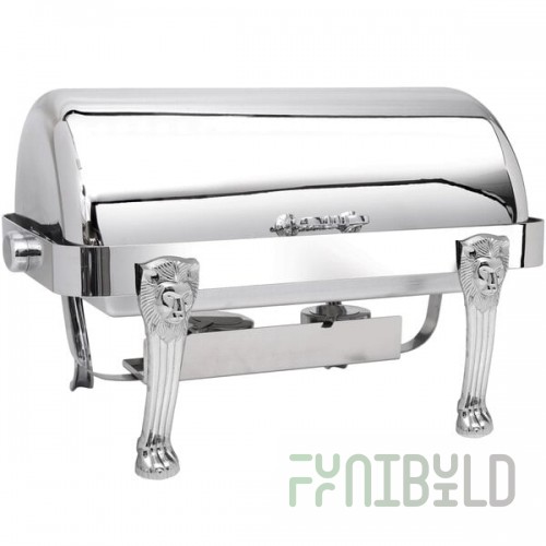 Eastern Tabletop 3114LH-SS Lionhead 8 Qt. Rectangular Stainless Steel Roll Top Induction / Traditional Chafer