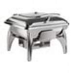 Acopa Voyage 5 Qt. 2/3 Size Stainless Steel Induction Chafer with Glass Top, Soft-Close Lid, and Stand with Fuel Holder