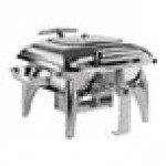 Acopa Voyage 5 Qt. 2/3 Size Stainless Steel Induction Chafer with Glass Top, Soft-Close Lid, and Stand with Fuel Holder