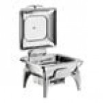 Acopa Voyage 5 Qt. 2/3 Size Stainless Steel Induction Chafer with Glass Top, Soft-Close Lid, and Stand with Fuel Holder