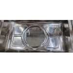 Acopa Voyage 5 Qt. 2/3 Size Stainless Steel Induction Chafer with Glass Top, Soft-Close Lid, and Stand with Fuel Holder