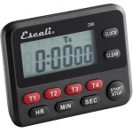 San Jamar Escali TMDGTE Digital 4 Channel 100 Hour Kitchen Timer with Clock