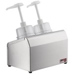 Steril-Sil 30 oz. 2-Compartment Stainless Steel Condiment Dispenser Kit with Black Cylinders and Dome Top Pump Lids