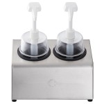 Steril-Sil 30 oz. 2-Compartment Stainless Steel Condiment Dispenser Kit with Black Cylinders and Dome Top Pump Lids