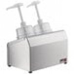 Steril-Sil 30 oz. 2-Compartment Stainless Steel Condiment Dispenser Kit with Black Cylinders and Dome Top Pump Lids
