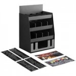 ServSense Black 6-Section Vertical Countertop Condiment Organizer with Header Decals - 5 1/8