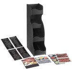 ServSense Black 6-Section Vertical Countertop Condiment Organizer with Header Decals - 5 1/8