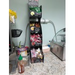 ServSense Black 6-Section Vertical Countertop Condiment Organizer with Header Decals - 5 1/8