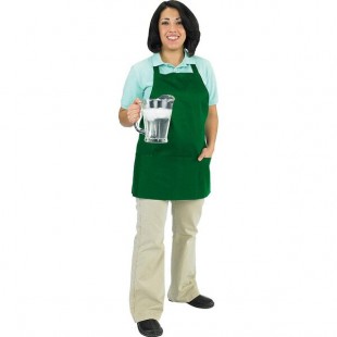 Chef Revival Kelly Green Poly-Cotton Customizable Bib Apron with 1 Pocket - 28