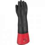 CrewSafe Red Hot 32 Mil Black / Red Heavy Weight Vinyl Dishwasher Apron - 35