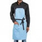 Uncommon Chef 3128 Blue Gray Customizable Poly-Cotton Surge Bib Apron with Black Webbing and 3 Pockets - 34