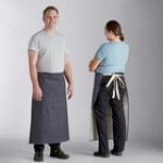 Acopa Kennett Blue Denim Standard Bistro Apron with Pocket and Natural Webbing - 33
