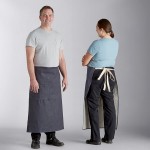 Acopa Kennett Blue Denim Standard Bistro Apron with Pocket and Natural Webbing - 33