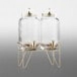 Stylesetter Julian 1.64 Gallon Double Glass Beverage Dispenser Set with Ornamental Top and Gold Wire Stand by Jay Companies