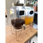 Stylesetter Julian 1.64 Gallon Double Glass Beverage Dispenser Set with Ornamental Top and Gold Wire Stand by Jay Companies