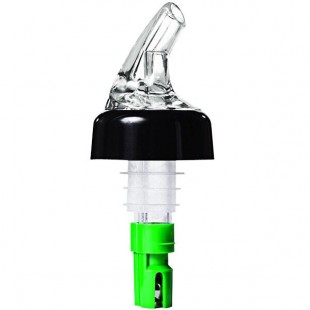 Franmara Posi-Pour 2000 1.75 oz. Clear Spout / Green Tail Portion Control Pourer 8243 BU - 12/Pack
