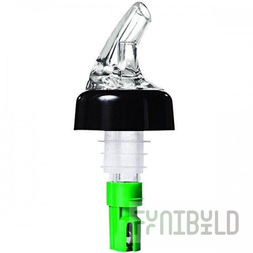 Franmara Posi-Pour 2000 1.75 oz. Clear Spout / Green Tail Portion Control Pourer 8243 BU - 12/Pack