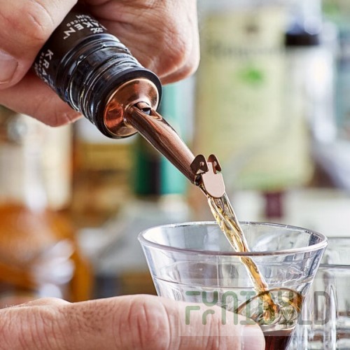 Acopa Copper Tapered Liquor Pourer with Flip Cap - 12/Pack