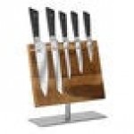 Mercer Culinary 6-Piece Damascus-Style Knife Set with Magnetic Acacia Stand and Stainless Steel Base M21946 Mercer Culinary 6-Piece Damascus-Style Knife Set with Magnetic Acacia Stand and Stainless Steel Base M21946