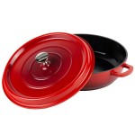 GET Heiss 3 Qt. Red Enamel Coated Cast Aluminum Brazier / Paella Dish with Lid CA-005-R/BK/CC GET Heiss 3 Qt. Red Enamel Coated Cast Aluminum Brazier / Paella Dish with Lid CA-005-R/BK/CC