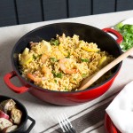 GET Heiss 3 Qt. Red Enamel Coated Cast Aluminum Brazier / Paella Dish with Lid CA-005-R/BK/CC GET Heiss 3 Qt. Red Enamel Coated Cast Aluminum Brazier / Paella Dish with Lid CA-005-R/BK/CC