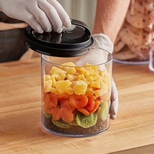 Prepara Evak Fresh Saver 1.8 Qt. Clear SAN Plastic Round Airtight Food Storage Container with Push Down Lid 3043-B Prepara Evak Fresh Saver 1.8 Qt. Clear SAN Plastic Round Airtight Food Storage Container with Push Down Lid 3043-B