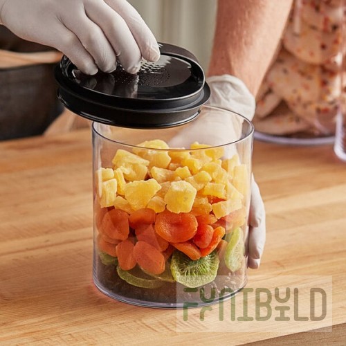 Prepara Evak Fresh Saver 1.8 Qt. Clear SAN Plastic Round Airtight Food Storage Container with Push Down Lid 3043-B