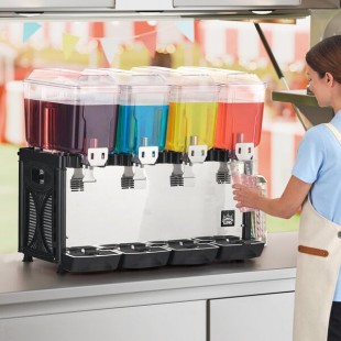 Carnival King RBD3G4 Quadruple 3 Gallon Bowl Refrigerated Beverage Dispenser - 120V