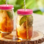 Acopa Rustic Charm 16 oz. Drinking Jar with Pink Metal Lid with Straw Hole - 12/Case