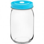 Acopa Rustic Charm 16 oz. Drinking Jar with Pink Metal Lid with Straw Hole - 12/Case