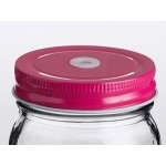 Acopa Rustic Charm 16 oz. Drinking Jar with Pink Metal Lid with Straw Hole - 12/Case