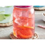 Acopa Rustic Charm 16 oz. Drinking Jar with Pink Metal Lid with Straw Hole - 12/Case