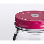 Acopa Rustic Charm 16 oz. Drinking Jar with Pink Metal Lid with Straw Hole - 12/Case