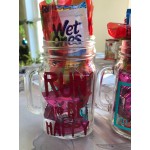 Acopa Rustic Charm 16 oz. Drinking Jar with Pink Metal Lid with Straw Hole - 12/Case