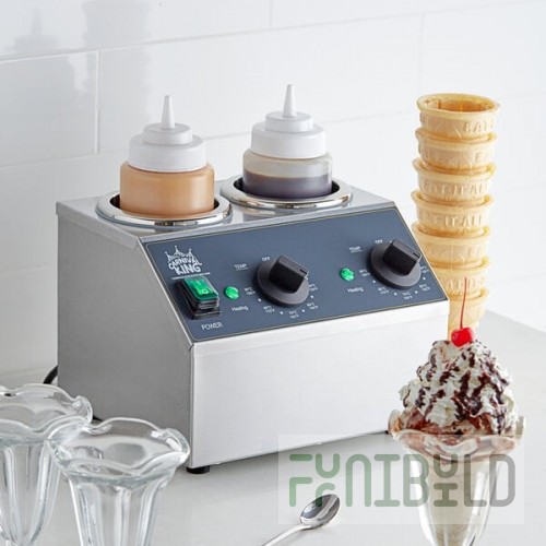 Carnival King Double 32 oz. Sauce / Topping Bottle Warmer with 6 Squeeze Bottles - 400W, 120V