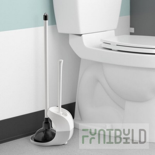 Lavex Toilet Bowl Brush and Toilet Plunger Set with Caddy