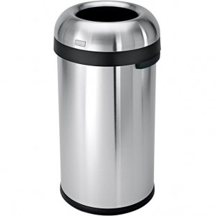 simplehuman CW1407 16 Gallon / 60 Liter Brushed Stainless Steel Bullet Round Open Top Trash Can
