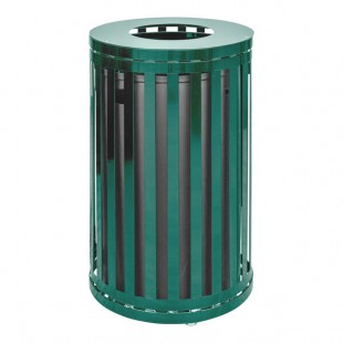 Ex-Cell Kaiser SCTP-40 ND HGR Streetscape Hunter Green Gloss 45 Gallon Round Outdoor Trash Can with Flat Top Lid