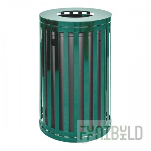 Ex-Cell Kaiser SCTP-40 ND HGR Streetscape Hunter Green Gloss 45 Gallon Round Outdoor Trash Can with Flat Top Lid