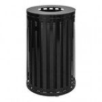 Ex-Cell Kaiser SCTP-40 ND HGR Streetscape Hunter Green Gloss 45 Gallon Round Outdoor Trash Can with Flat Top Lid