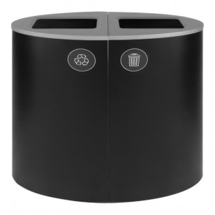 Busch Systems Spectrum 101172 44 Gallon Ellipse Black Powder-Coated Steel Two Stream Decorative Recyclables / Waste Receptacle Busch Systems Spectrum 101172 44 Gallon Ellipse Black Powder-Coated Steel Two Stream Decorative Recyclables / Waste Receptacle